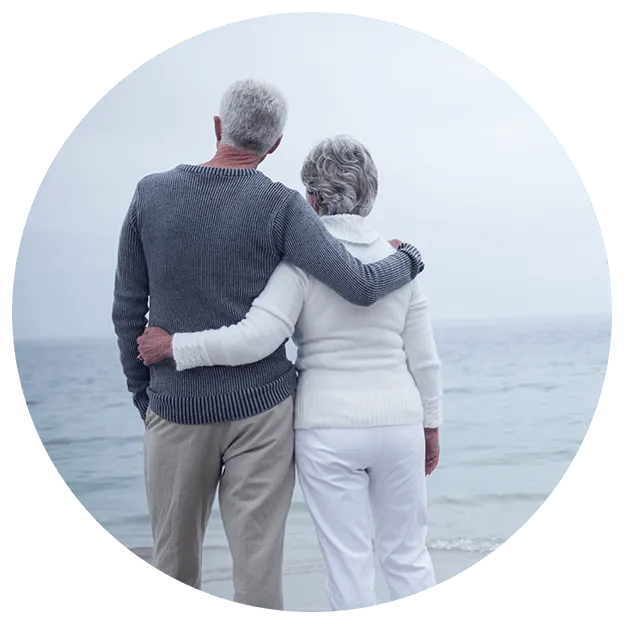 happily retired couple borderless